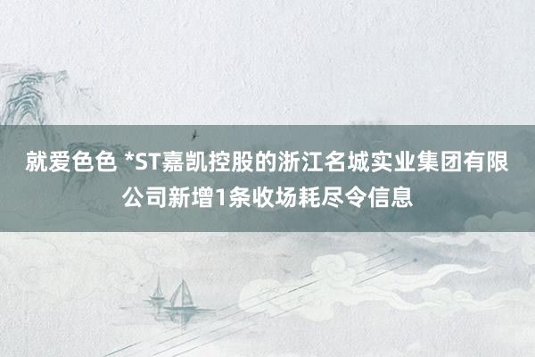 就爱色色 *ST嘉凯控股的浙江名城实业集团有限公司新增1条收场耗尽令信息