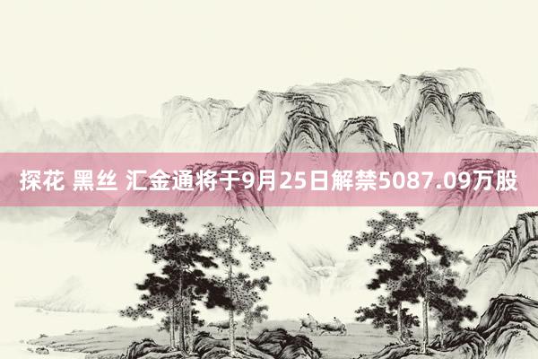 探花 黑丝 汇金通将于9月25日解禁5087.09万股