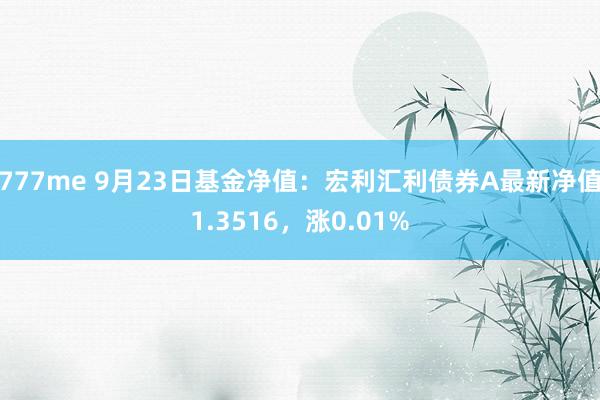 777me 9月23日基金净值：宏利汇利债券A最新净值1.3516，涨0.01%