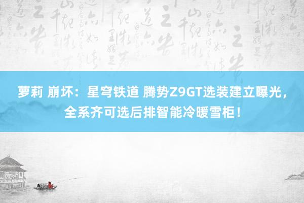 萝莉 崩坏：星穹铁道 腾势Z9GT选装建立曝光，全系齐可选后排智能冷暖雪柜！