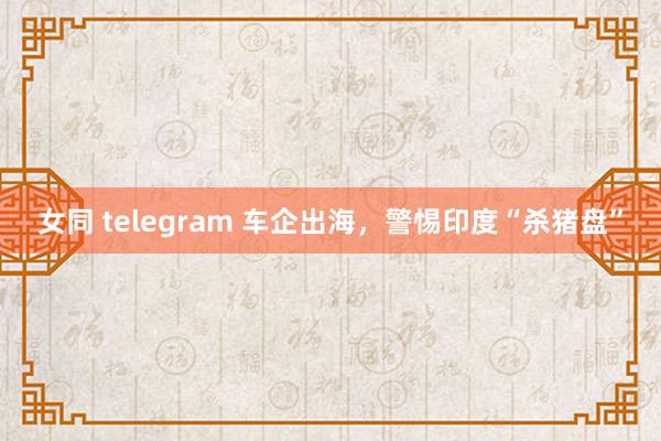 女同 telegram 车企出海，警惕印度“杀猪盘”