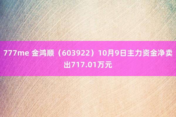 777me 金鸿顺（603922）10月9日主力资金净卖出717.01万元