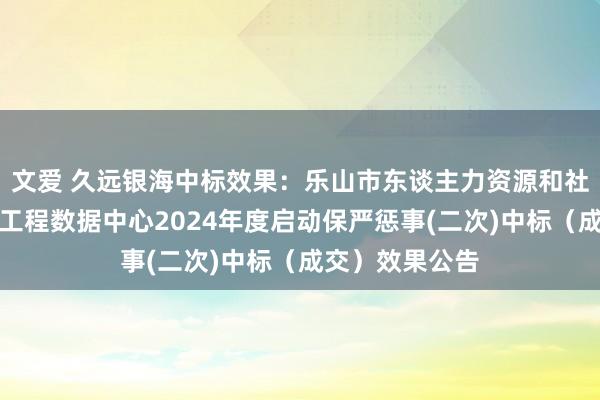 文爱 久远银海中标效果：乐山市东谈主力资源和社会保险局金保工程数据中心2024年度启动保严惩事(二次)中标（成交）效果公告