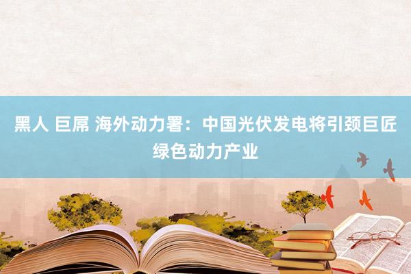 黑人 巨屌 海外动力署：中国光伏发电将引颈巨匠绿色动力产业