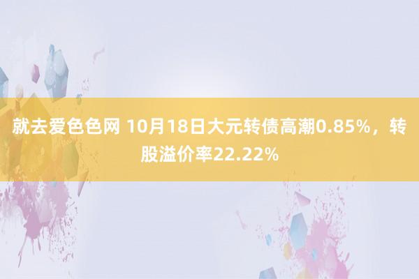 就去爱色色网 10月18日大元转债高潮0.85%，转股溢价率22.22%