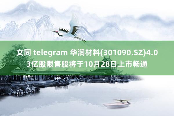 女同 telegram 华润材料(301090.SZ)4.03亿股限售股将于10月28日上市畅通