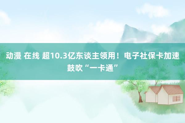 动漫 在线 超10.3亿东谈主领用！电子社保卡加速鼓吹“一卡通”