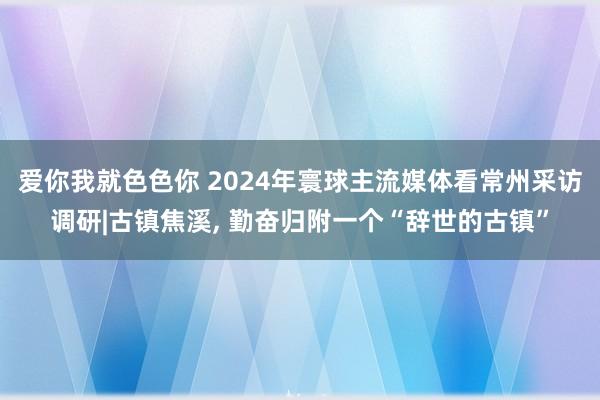 爱你我就色色你 2024年寰球主流媒体看常州采访调研|古镇焦溪, 勤奋归附一个“辞世的古镇”