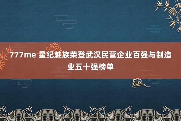 777me 星纪魅族荣登武汉民营企业百强与制造业五十强榜单