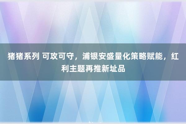 猪猪系列 可攻可守，浦银安盛量化策略赋能，红利主题再推新址品