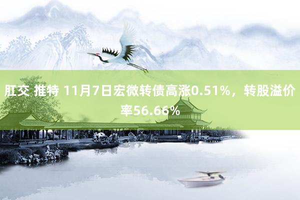 肛交 推特 11月7日宏微转债高涨0.51%，转股溢价率56.66%