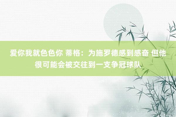 爱你我就色色你 蒂格：为施罗德感到感奋 但他很可能会被交往到一支争冠球队