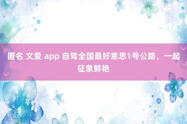 匿名 文爱 app 自驾全国最好意思1号公路，一起征象鲜艳