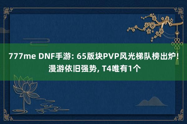 777me DNF手游: 65版块PVP风光梯队榜出炉! 漫游依旧强势, T4唯有1个