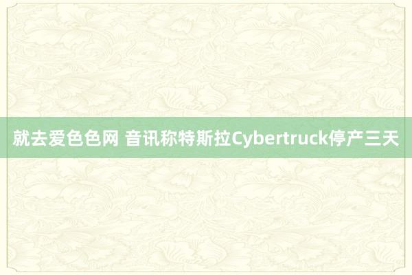 就去爱色色网 音讯称特斯拉Cybertruck停产三天