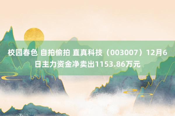 校园春色 自拍偷拍 直真科技（003007）12月6日主力资金净卖出1153.86万元