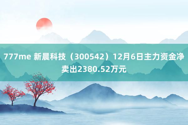 777me 新晨科技（300542）12月6日主力资金净卖出2380.52万元