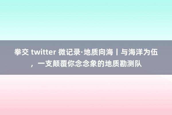 拳交 twitter 微记录·地质向海丨与海洋为伍，一支颠覆你念念象的地质勘测队