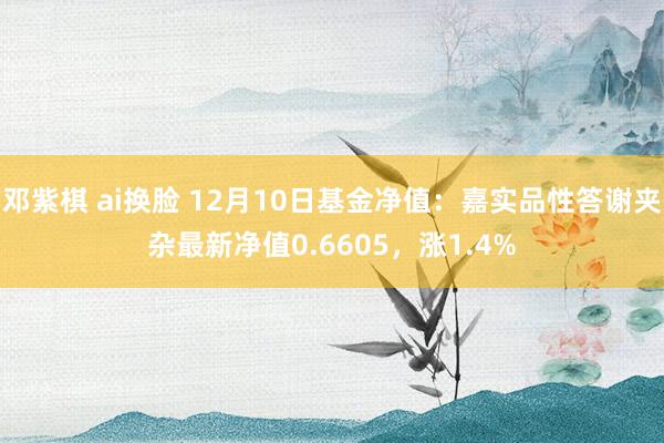 邓紫棋 ai换脸 12月10日基金净值：嘉实品性答谢夹杂最新净值0.6605，涨1.4%