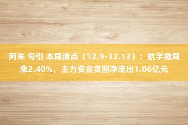 阿朱 勾引 本周清点（12.9-12.13）：航宇微周涨2.40%，主力资金贪图净流出1.06亿元