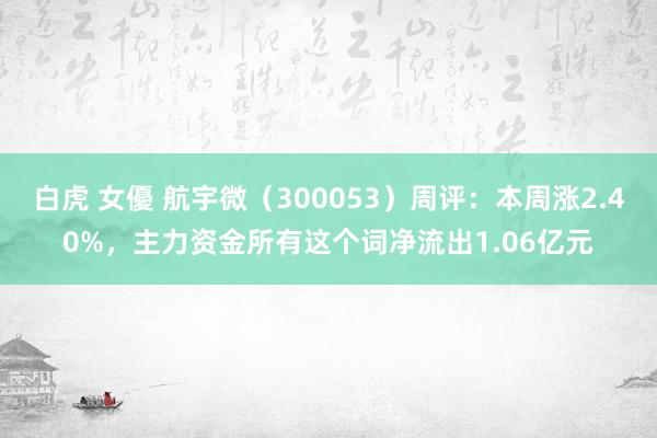 白虎 女優 航宇微（300053）周评：本周涨2.40%，主力资金所有这个词净流出1.06亿元