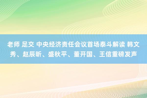 老师 足交 中央经济责任会议首场泰斗解读 韩文秀、赵辰昕、盛秋平、董开国、王信重磅发声