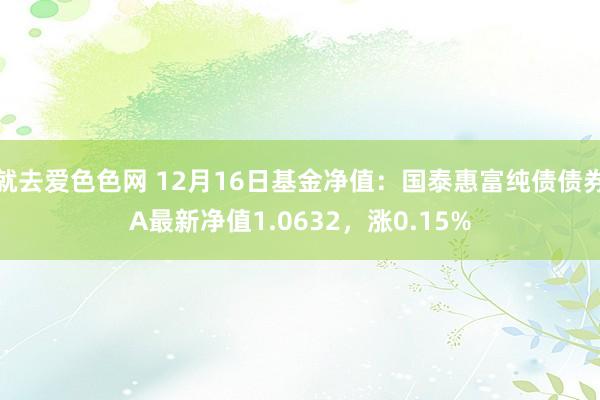 就去爱色色网 12月16日基金净值：国泰惠富纯债债券A最新净值1.0632，涨0.15%