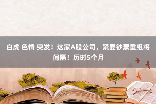 白虎 色情 突发！这家A股公司，紧要钞票重组将间隔！历时5个月