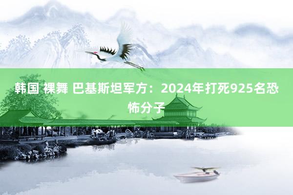 韩国 裸舞 巴基斯坦军方：2024年打死925名恐怖分子